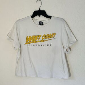 Riot Queen West Coast Los Angeles T-shirt Women XL White Cropped‎ Spellout